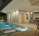 Piscina com deck molhado